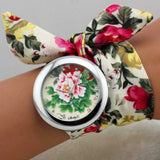 Ladies Flower Cloth Wrist Watch