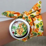 Ladies Flower Cloth Wrist Watch