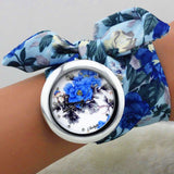 Ladies Flower Cloth Wrist Watch