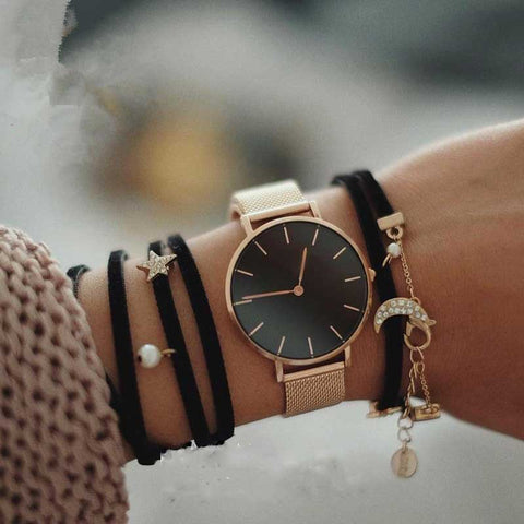 Women Stainless Steel Strap Quartz Wrist Watch